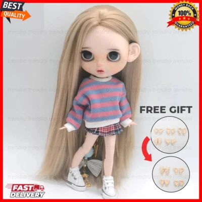 Nude Blythe Doll From Factory 12'' Jointed Body Customized Face Hair Skin 1/6