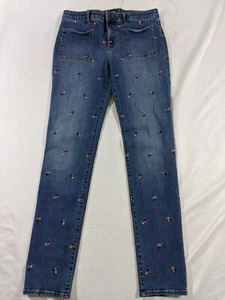 Gap Kids Girls Jeans Pink Floral Stretch Super Skinny Jeans Size 18 Regular - Picture 1 of 12