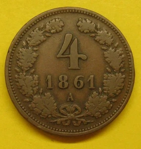 1861A Austria 4 Kreuzer Take a Look - Picture 1 of 2