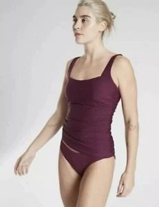ATHLETA Square Neck Bra Cup Tankini Swim Top Velvet Plum 32D/DD #531213 NEW - Picture 1 of 3