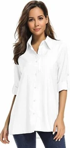 Women's UPF 50 Long Sleeve Sun Protection Shirts Quick Dry Medium, 5019 White - Picture 1 of 8