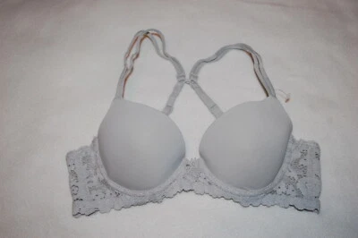 Jr Mujer GRIS 2 VÍAS CAMISETA SUJETADOR Con Aros ENCAJE LATERALES Y ESPALDA Copa Suave TALLA 34D Foto 1 de 2