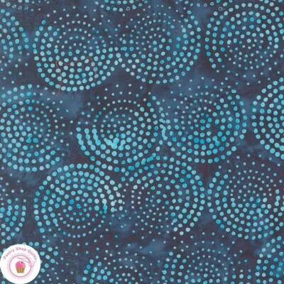 ECHO BATIKS 4369 31 Turquoise Blue Navy Swirl  MODA BATIKS Quilt Fabric - Image 1 of 4