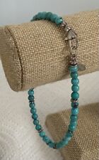3rd-Mara Gems Tag-Ankle Anklet Bracelet-Turquoise Blue Beads-925 Clasp