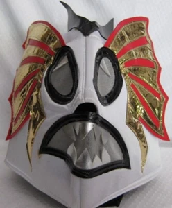 Mexican Wrestling Luchadore Mask White with Gold and Red side Wings. E100 - Picture 1 of 6