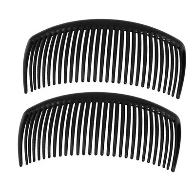 MYTOPTRENDZ COLLECTION 2 pcs Long Large BLACK Plastic Side Hair Combs Slides Grips Curved -UK Seller