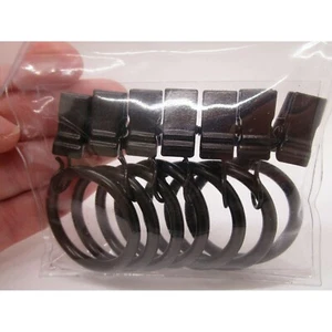 Bronze Colored Metal Shower Curtain Rings with Clamps Set of 7 - Picture 1 of 5