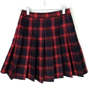 Sangtree Red Blue Plaid Pleated School Girl Skirt with Under Shorts Large NWT - Picture 1 of 9