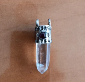 Charivari Kettenanhänger 925 Silber Unikat - Bergkristall, Granat Antik Unisex - Bild 1 von 6