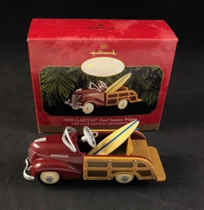 1999 Hallmark Keepsake Ornament 1939 Garton Ford Station Wagon w Surf Board - Picture 1 of 7