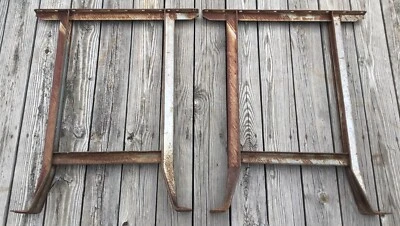 ANTIGUO JUEGO DE 2 PARES DE PATAS DE MUEBLES GRANDES BASE DE MESA DE ACERO DE METAL INDUSTRIAL DE COLECCIÓN Foto 1 de 4