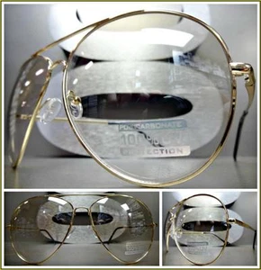 OVERSIZED EXAGGERATED VINTAGE RETRO Style SUN GLASSES Huge Large Big Gold Frame - Picture 1 of 8