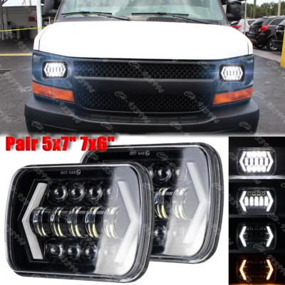 Par de faros LED 7x6"" H4 haz alto/bajo DRL para Chevrolet Express 2500 3500 Foto 1 de 4