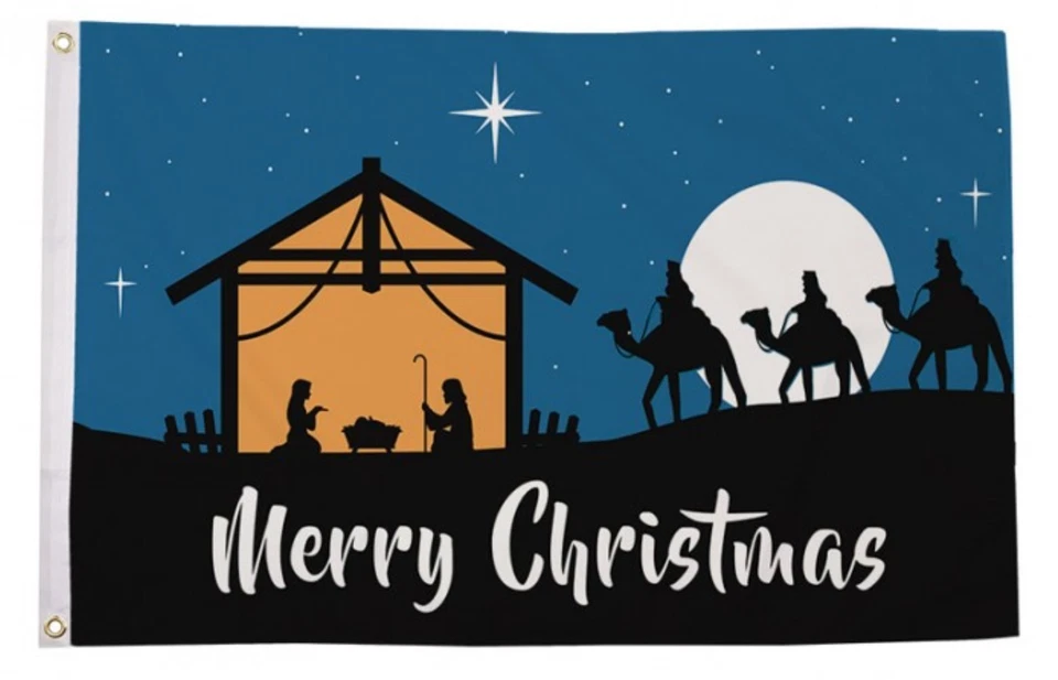 MERRY CHRISTMAS NATIVITY 5x3 feet FLAG 150cm x 90cm Xmas flags - Image 1 of 1