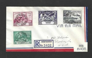 UK MONTSERRAT 1949 REGISTERED UPC SET OF FDC MONSERRAT TO COLOMBIA PA. - Picture 1 of 2