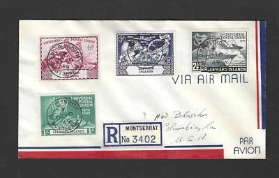 UK MONTSERRAT 1949 REGISTERED UPC SET OF FDC MONSERRAT TO COLOMBIA PA. - Image 1 of 2