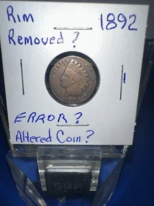 1892 Indian Head One Cent Münze Fehler ? Felge ausgebaut ? Veränderte Münze ? - Bild 1 von 4