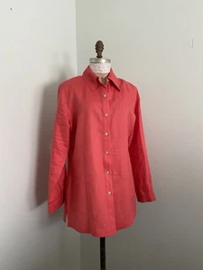 Lily Pareda Coral Linen Tunic Blouse SZ L Lagenlook - Picture 1 of 10