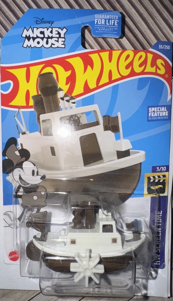 2022 Hot Wheels 35/250 ScreenTime-Mickey Mouse 3/10 Disney Steamboat Brown/Gray - Image 1 of 1