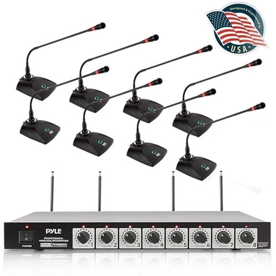 Pyle 8-Ch. Conference Wireless Microphone System-VHF Desktop Office Conference - Image 1 of 4