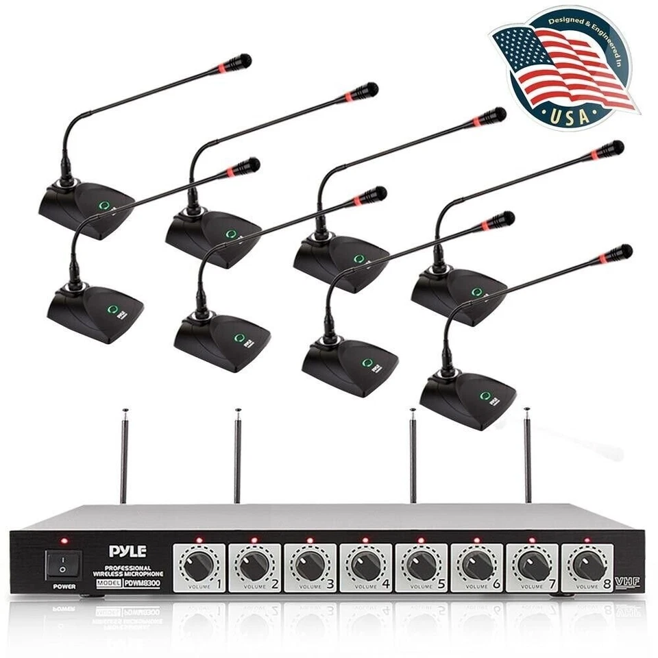 Pyle 8-Ch. Conference Wireless Microphone System-VHF Desktop Office Conference - Image 1 of 4