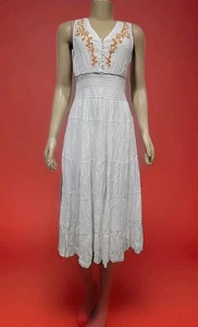 J Glee Sleeveless Midi Dress Size PM Floral Embroidered Smocked Waist NEW #CC - Picture 1 of 11