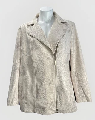 Jaqueta Chicos Feminina Tamanho 12-14 Cinza Camurça Artificial Moto Estampa de Cobra - Imagem 1 de 4