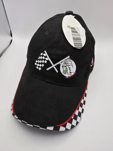 Vintage 100% Cotton Racing Cap w/ Checkered Flags GA USA Made Ruffin Flag Co Hat - Picture 1 of 7