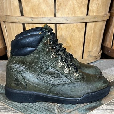 Timberland Crocodylian 6” Green Croc Leather Limited Release Field Boots Youth 2 - Image 1 of 4