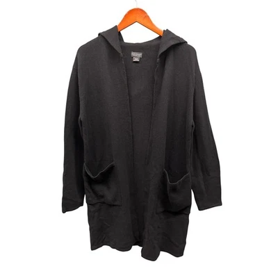 Cárdigan suéter Club Monaco con capucha largo para mujer negro bolsillos delanteros abiertos XS Foto 1 de 4