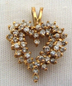 CI Caspian International 14k Yellow Gold And Diamond Cluster Heart Pendant 3.9g - Picture 1 of 4