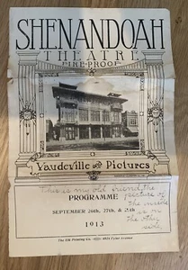 Vintage Theaterprogramm: Shenandoah Theatre, St. Louis, datiert 1913 - Bild 1 von 2