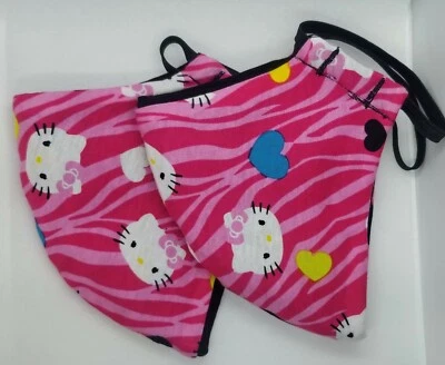 2 Pk-Rosa Cebra Hello Kitty Estampado Hecho a Mano Máscaras Faciales Foto 1 de 3