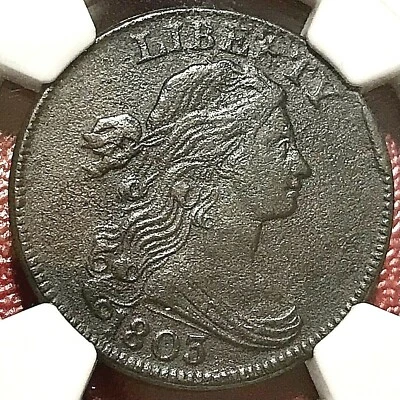 NGC AU 1803 "NO STEMS" DRAPED BUST LARGE CENT WITH OBVERSE CUD ERROR - Image 1 of 4