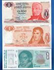 Argentina 1 Peso, 1 Peso Argentinos, 1 Austral ND 1970-1989 Uncirculated Set # 1