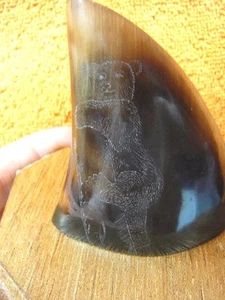 (ak-moose-100) GENUINE MOOSE HOOF Bear etched display Alaskan Eskimo art signed - Picture 1 of 2