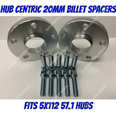 Alloy Wheel Spacers 20mm x 2 Vw CC Golf Jetta Passat 5x112 57.1 - Image 1 of 4