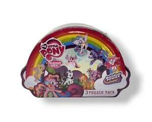 NEW My Little Pony 3 Puzzle Pack W/ Metal Tin 9.1" X 10.3" 48 Pieces x3 Hasbro