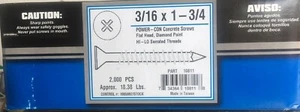 Viti per calcestruzzo 3/16" x1-3/4" #2 Phillips,Hi-Low D-Point Enviro Coat blu Tapcon - Foto 1 di 4