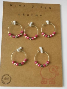 wine glass rings. Star. Gift set. Pink pearl colour - Picture 1 of 3
