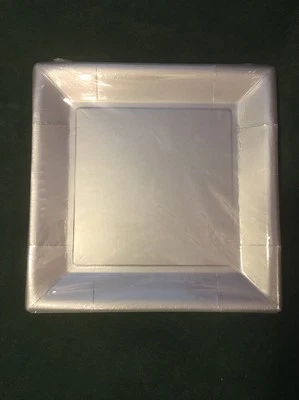 "Plato de papel recubierto cuadrado plateado PLATEADO tamaño cena MÚLTIPLES/24 platos boda" Foto 1 de 3