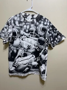 Calcio Americano Vintage | T-Shirt Stampa All Over Punto Singolo | Uomo Large - Foto 1 di 6