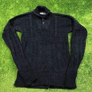 Vintage Polo Ralph Lauren Sweater Adult Small Navy Knit Geometric High Neck Mens - Picture 1 of 14