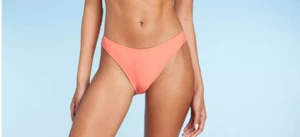 Women's Low-Rise High Leg Medium Coverage Bikini Bottom Shade & Shore Coral M - Picture 1 of 6