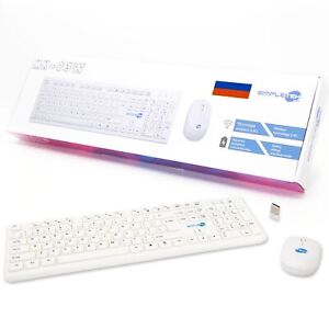 Kit Mouse And Keyboard Wireless Layout Russian White Kit Set M&K Russian