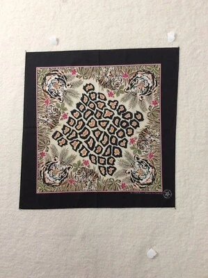 Vintage Wild Big Cat Tiger Leopard Rosettes Jungle Themed Bandana - Made In USA — 第 1/4 张图片