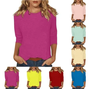 Women T Shirts Classic Summer Loose Dressy Trendy Tunic Tee - Picture 1 of 24