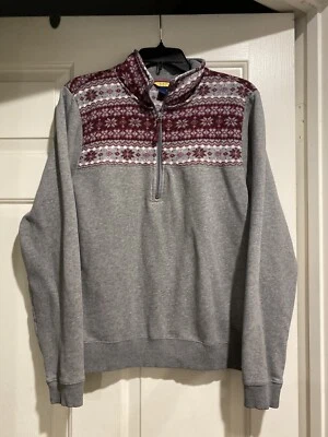 Prince & Fox 1/4 Zip Sweatshirt Women’s XL Gray Pink Pattern B105 - Image 1 of 4