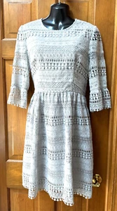 New Anthropologie HD Pairs Lace Blue Elegant Lady Dress Sz M - Picture 1 of 8