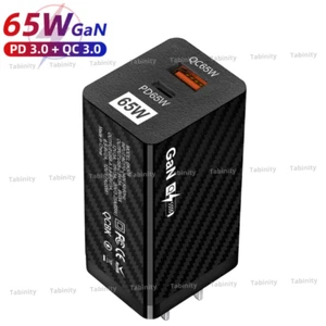 65W GaN USB Type C Fast Charger PD QC 3.0 Laptop Adapter For iPhone iPad Samsung - Picture 1 of 9
